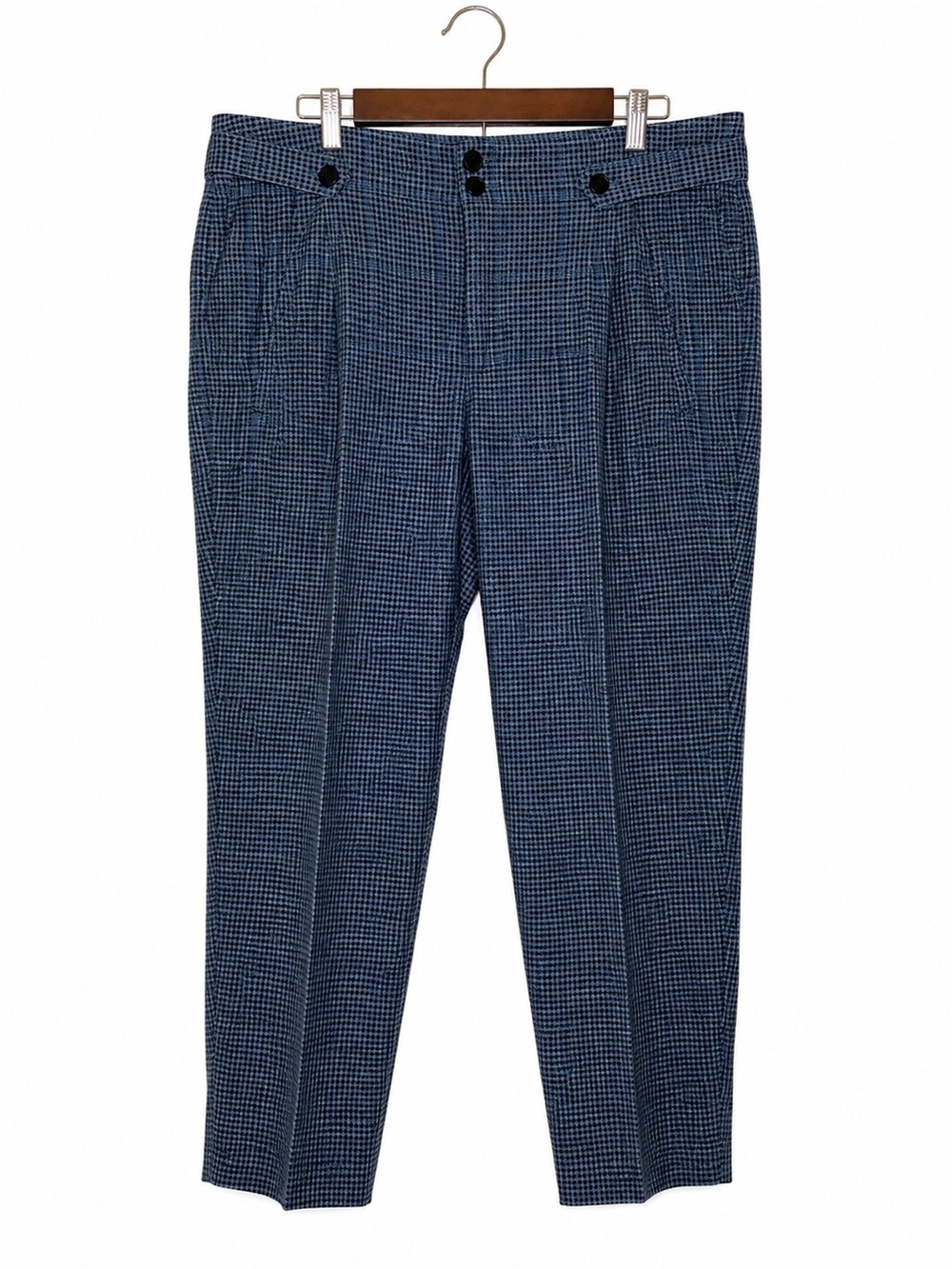 Sundance Blue Plaid Cropped Pants Boho Artisan Trouser Ankle Pants Casual Chic - Picture 2 of 9
